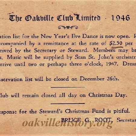 1946 Ticket to the New Year's Dance at the club