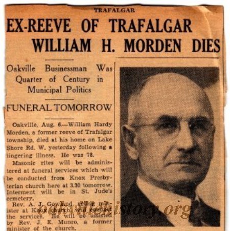 William Morden DIes - Newspaper Announcement