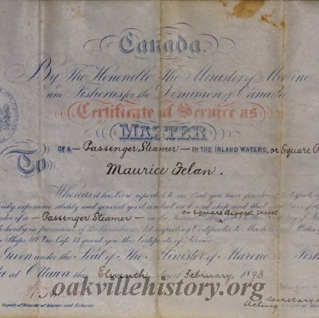 Maurice Felan Master Mariner certificate