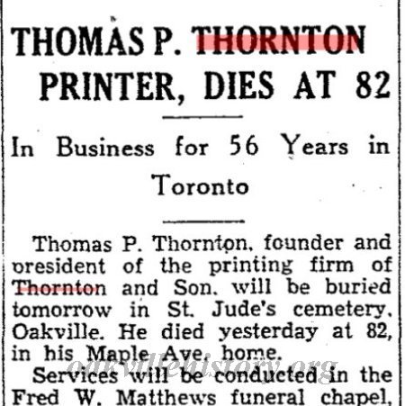 Thomas P Thornton, Obituary