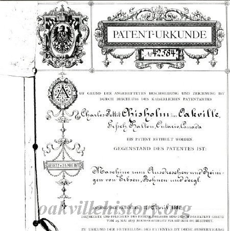 German patent for a machine to thresh & clean peas, beans & similar